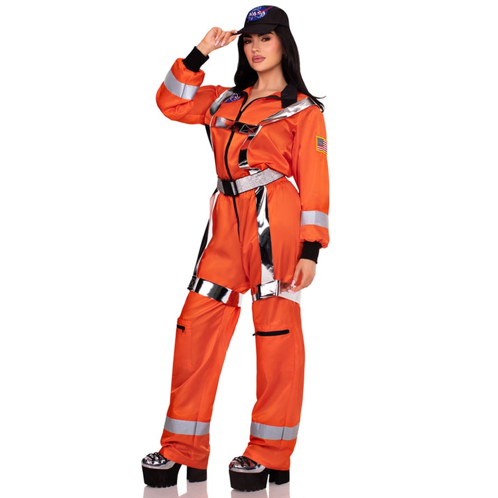 Leg Avenue - Cosmic Astronaut ZipUp Jumpsuit Kostuum - Oranje